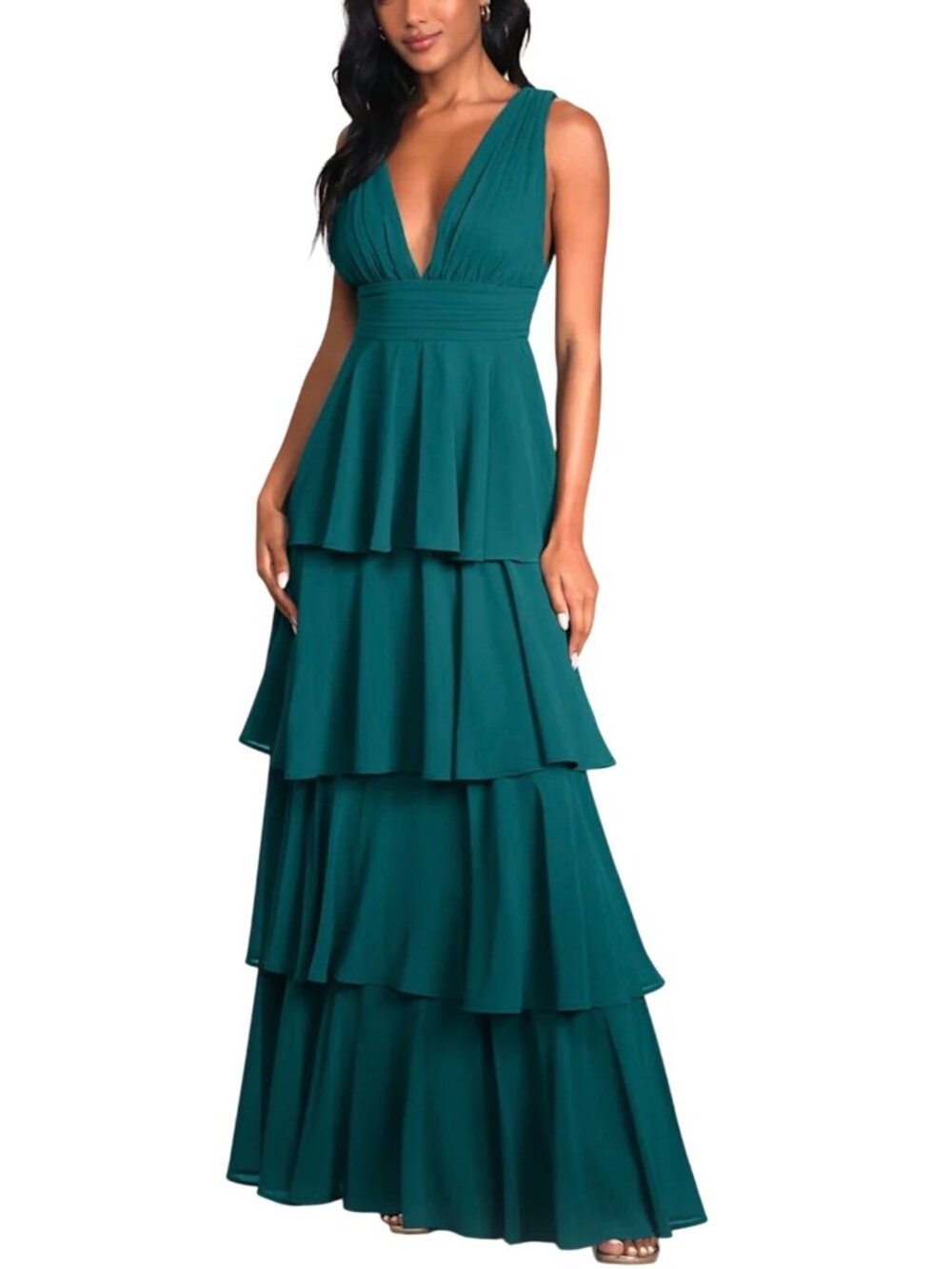 Lulus Amazing Evening Hunter Green Tiered Maxi Dress Sz XL Formal Event HOCO